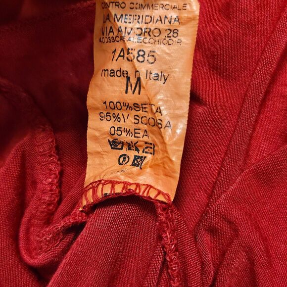 Susy Mix Italy Red Crinkle Silk Sleeveless Dress Lined Women's‎ Size Medium - Picture 7 of 7